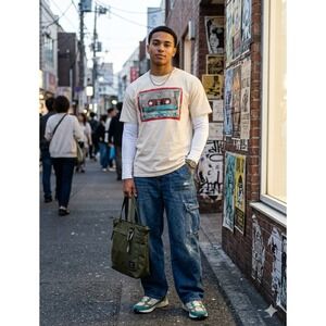 Kid Dangerous Cassette Tape Graphic Tee Cream Cotton Mens XL Retro T-Shirt